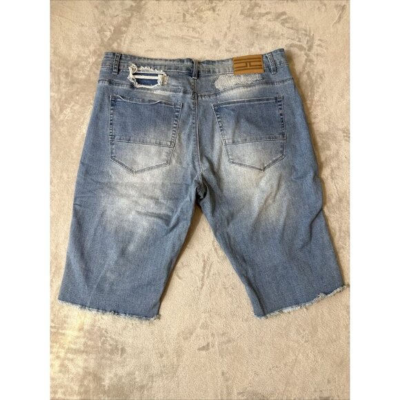 Men’s Jordan Craig Denim Shorts Distressed Medium Wash Raw Hem Size 36 - Picture 12 of 16